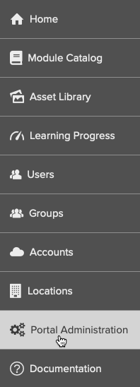 Figure 2. The Portal Administration men option