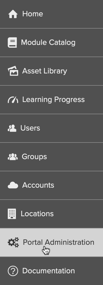 Figure 1. The Portal Administration menu option